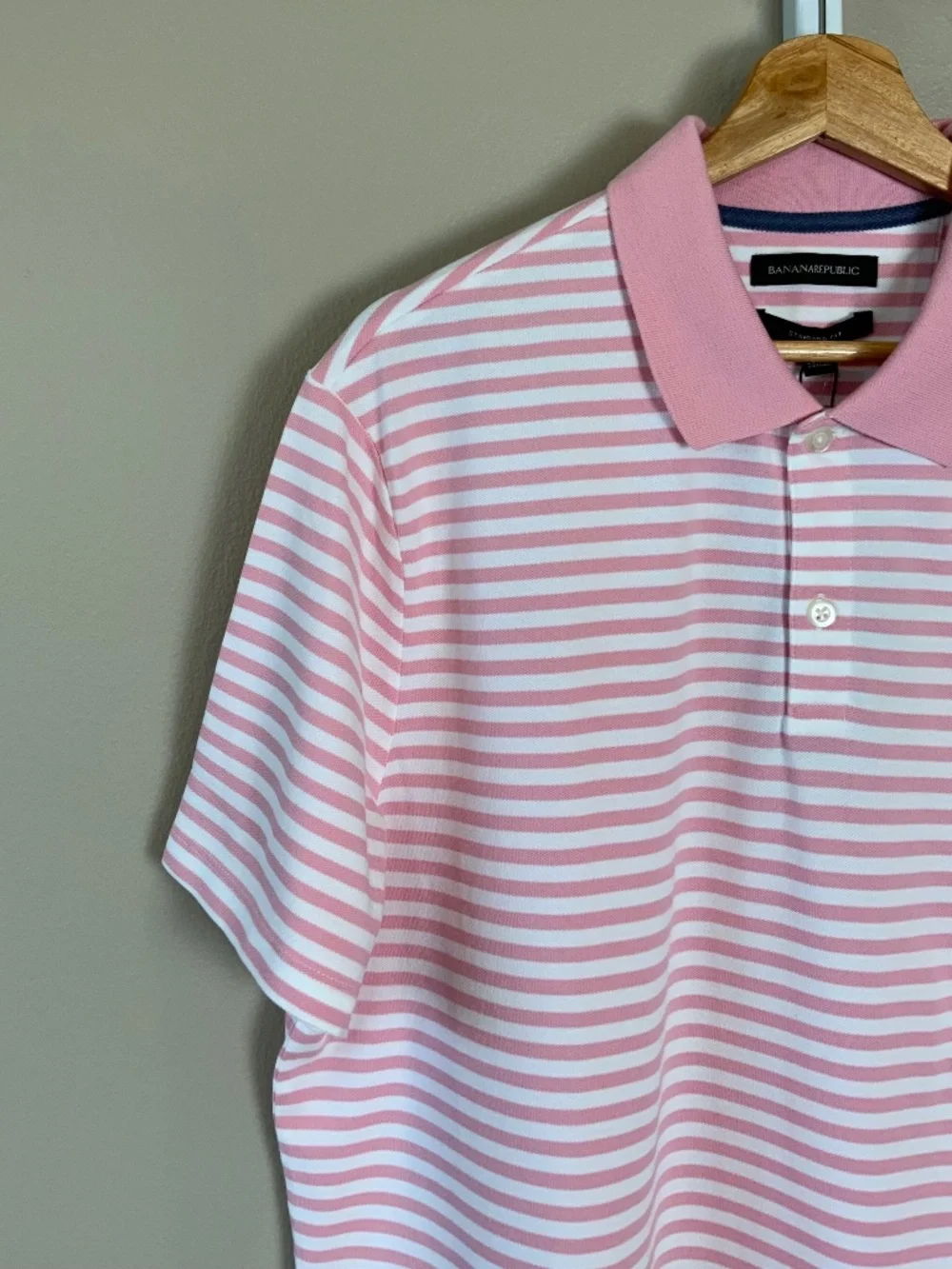 Banana Republic Short Sleeve Striped Standard Fit Pique Polo Shirt